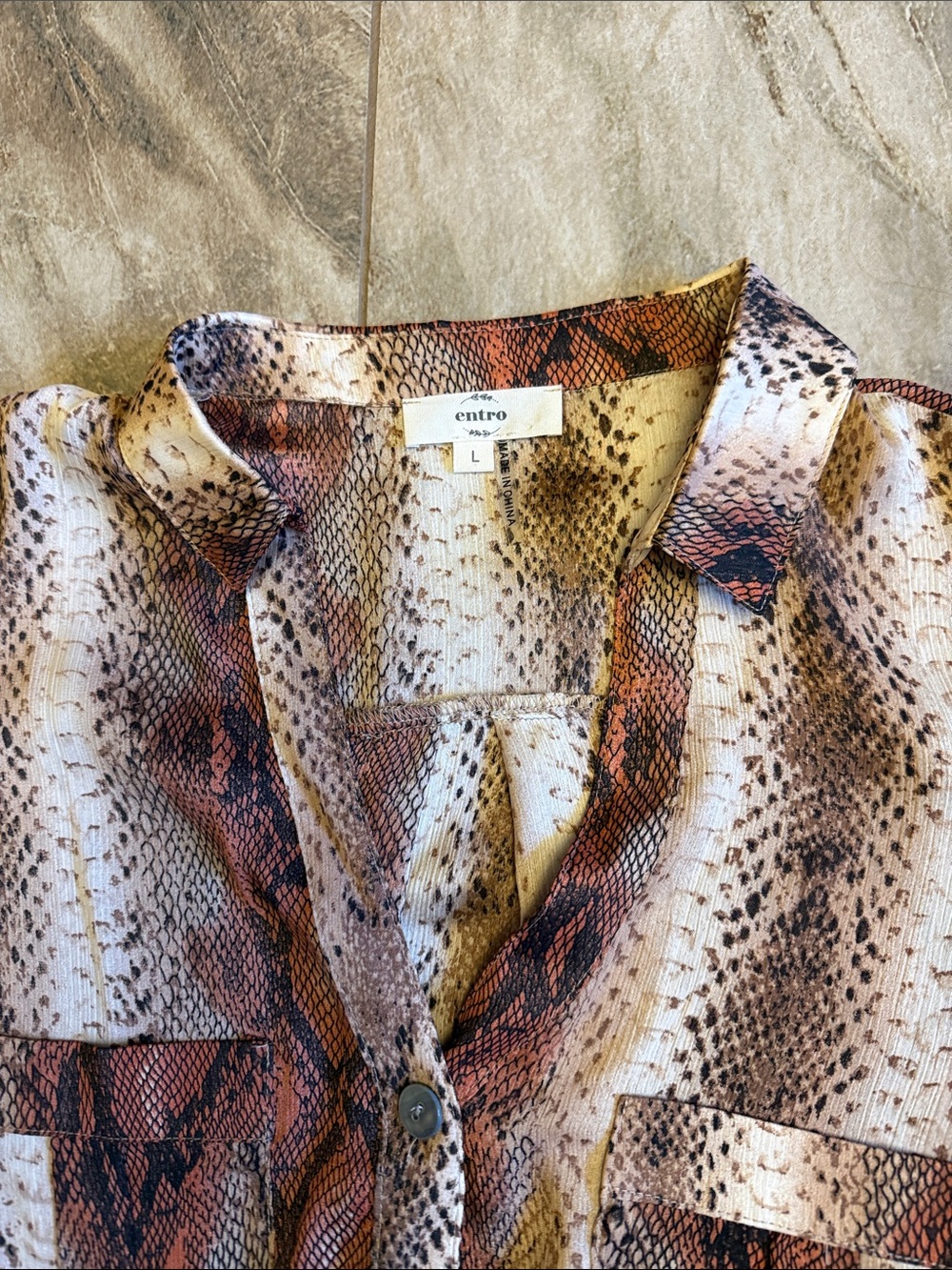 entro Snake-Print Blouse in Brown, Cream and Rust - Picture 2 of 4